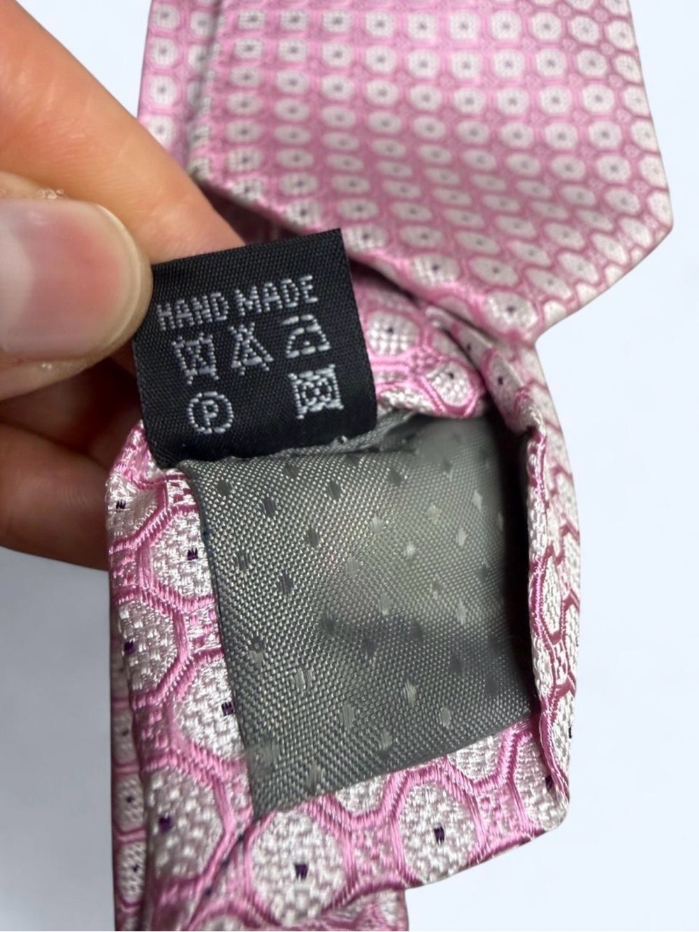 Yves Saint Laurent Pink Geometric Silk Tie - Picture 7 of 7